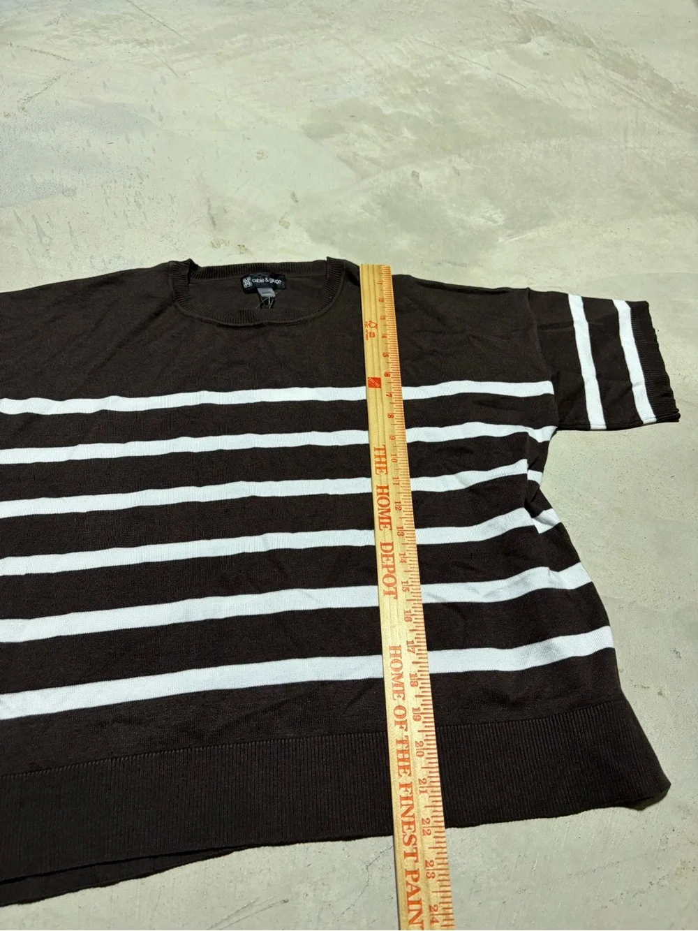 Cable & gauge NWT brown Striped Short Sleeve Sweater MSRP$58 large